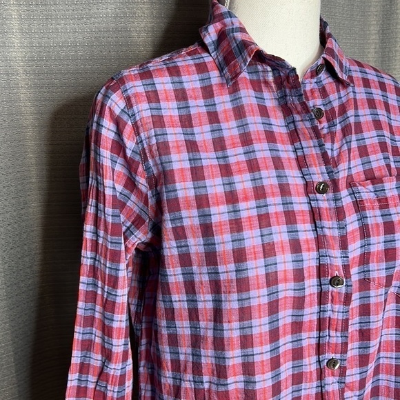 J. CREW PURPLE PLAID BOYFRIEND CUT BUTTONDOWN SHIRT MEDIUM - Picture 3 of 7